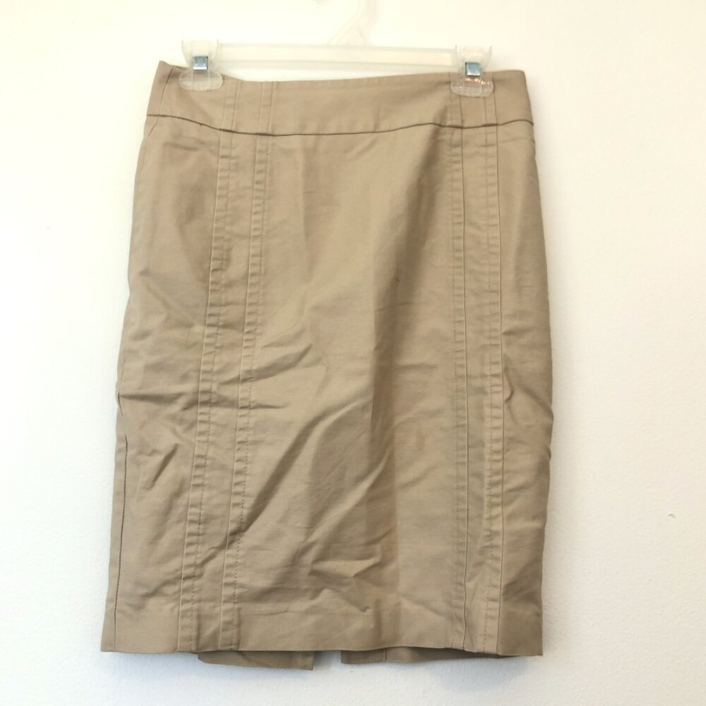 MEXX Tan Beige Cotton Blend Knee Length Straight Pencil Skirt Work UK 10 / US 6